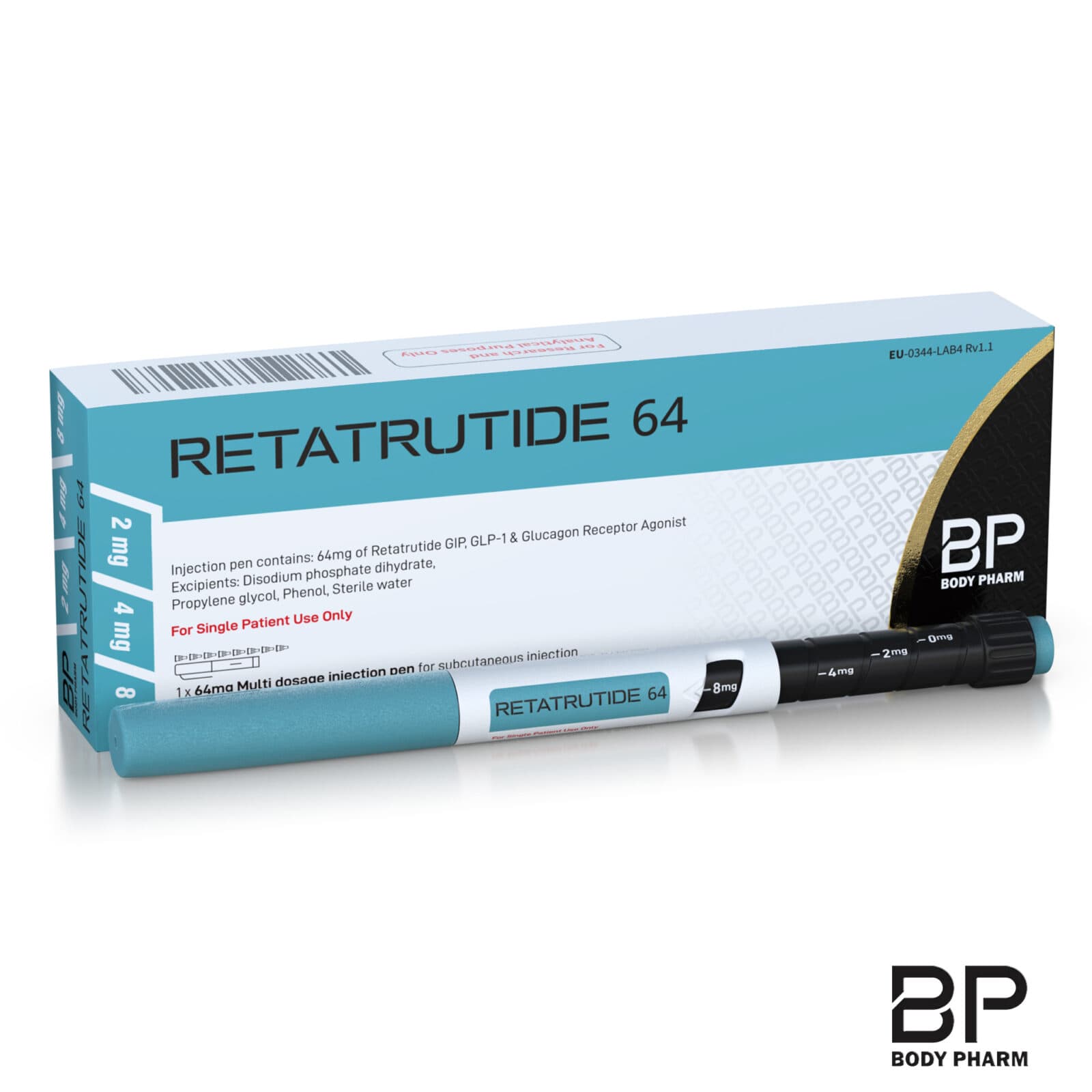 Body Pharm Retatrutide 64mg Pen — solution, pre-filled multi-dose research pen, research use only