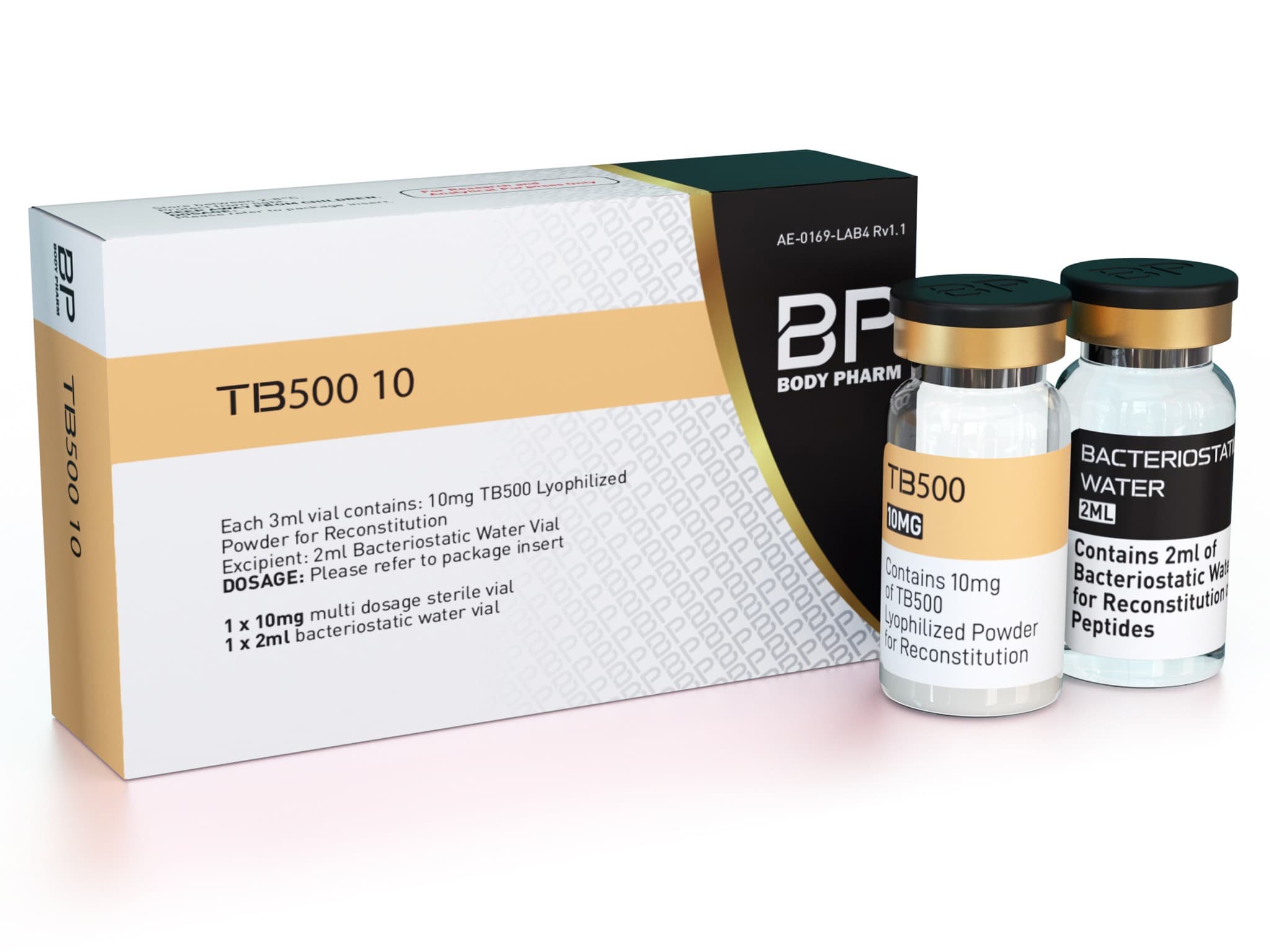 Body Pharm TB-500 10mg Vial — lyophilised powder, sealed glass vial, research use only